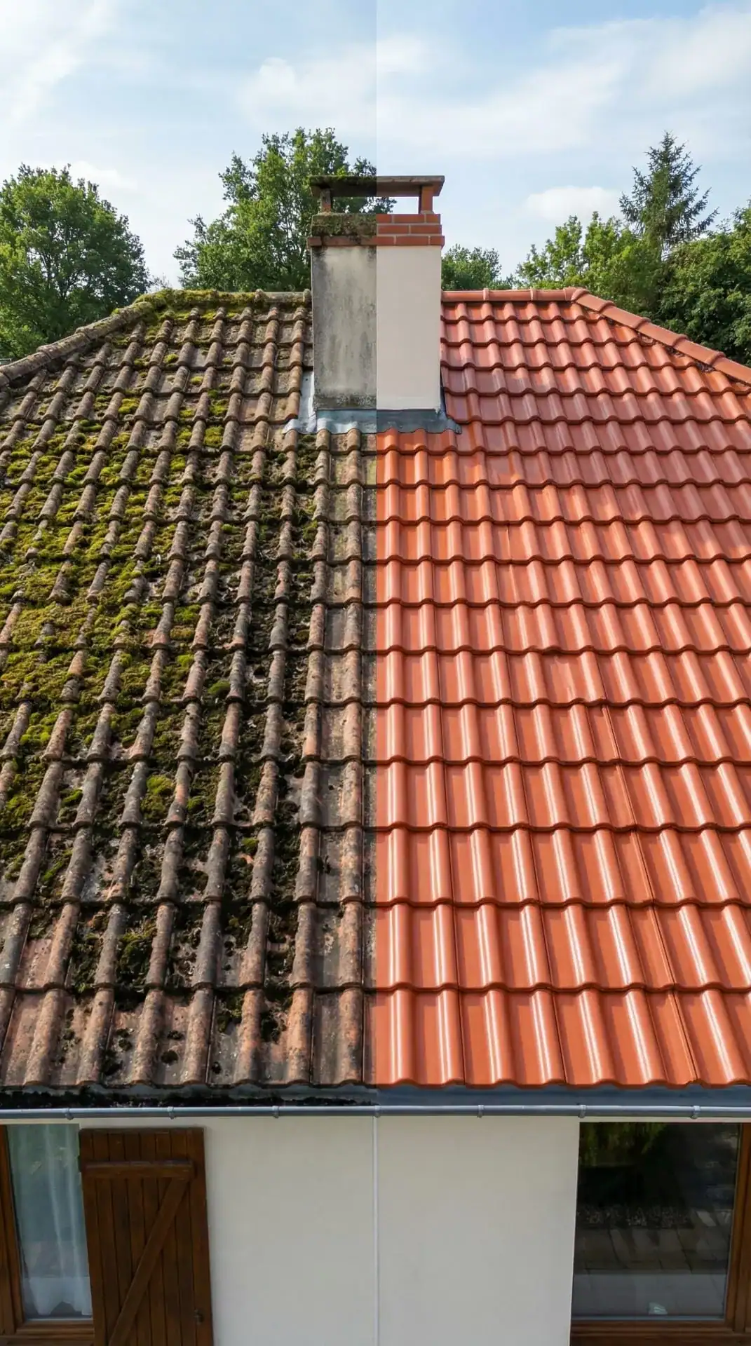 Résultat complet après nettoyage de toiture